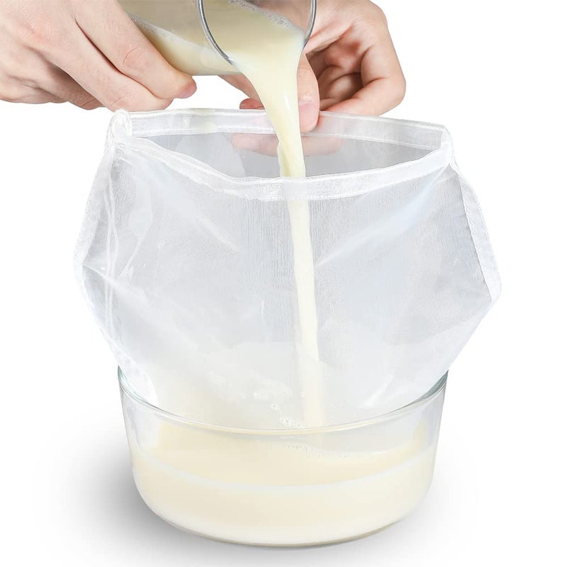 QTECLOR Nut Milk Bag for Straining - Reusable Fine BPA-Free Strainer Bag, Cheesecloth Unbleached Bag, Yogurt Strainer, Juice Filter& Cold Brew Coffee Filter,Washable Reusable Almond Strainer (9"X12", 2Pcs) - Image 1